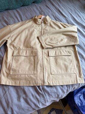 NWT H&M Light Beige Stand up collar utility chino Jacket